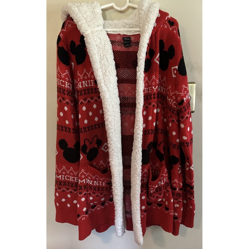 Her Universe Disney Mickey Mouse & Minnie Mouse Sherpa Open Cardigan S (4) Ears